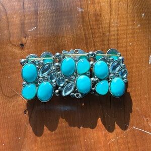 Chunky stretchy bracelet turqu and silver